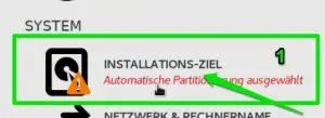 Installations-Ziel bei der Installation von Centos 7 wählen