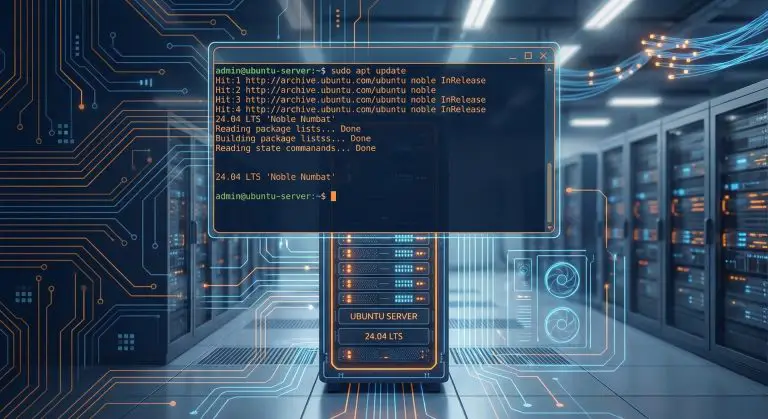 ubuntu 24.04 server setup terminal interface and data center