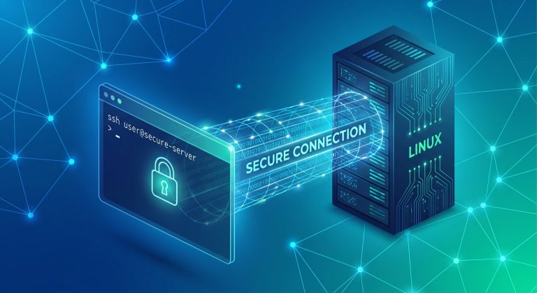 Linux server SSH security with key-based authentication terminal