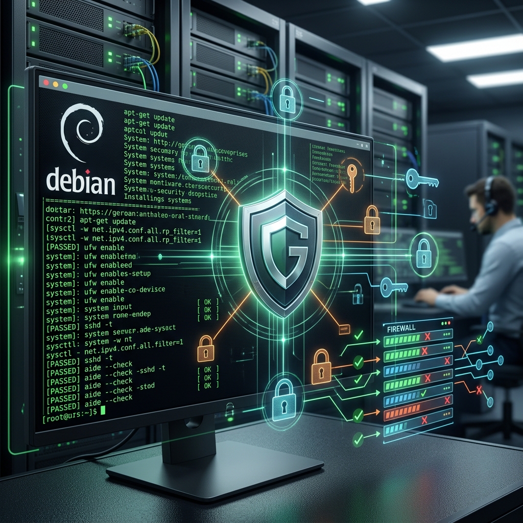 Debian 12 server hardening security guide 2026